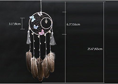 Miniatura 8 de Campanas antiguas hechas a mano, exquisito corazón, mariposa, luna, atrapasueños, para colgar en el hogar