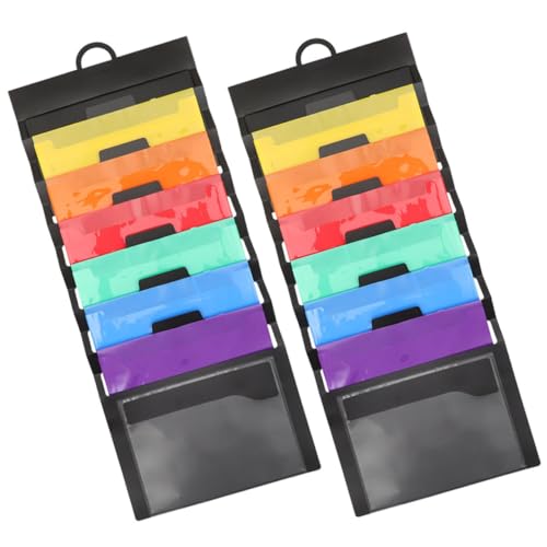 ARTIBETTER 2Pcs Wall Hanging File Organizer Foldable Document Storage Bag with Multiple Pockets for Office Home School Use Stylish and Space Saving File Folder Holder