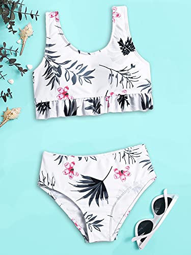 Image of Arshiner Girls Bikini Beach Swimwear 2 Piece Swimsuits Floral Printing Bathing Suits