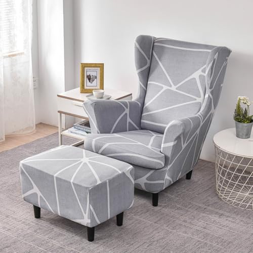 Funda de sofá wingback para salón moderno con protector elástico de otomana rectangular 2