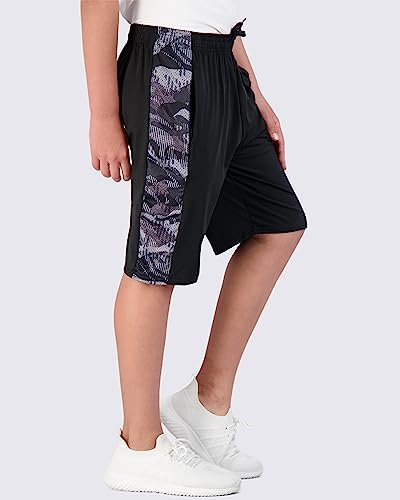 5 Pack: Quick Dry Fit Dri-Fit Big Boys Girls Youth Clothing Knit Active Athletic Performance Basketball Soccer Lacrosse Tennis Exercise Summer Activewear Gym Teen Running Shorts -Set 8- L (12/14) #TOP2