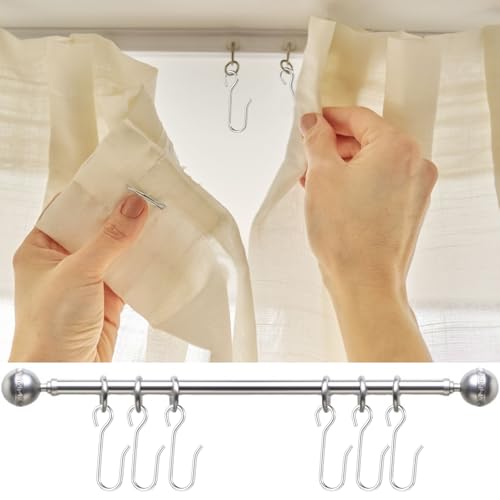 60 Stück Curtain Hooks Edelstahl Metall Gardinen Haken zum Einhängen S-förmig Kleine Schienen Gardinenhaken Passend für Deckengardinenschienen Tägliche Aufbewahrung zum Aufhängen