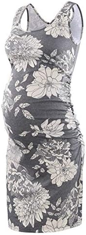 Liu & Qu Women's Maternity Sleeveless Tank Dresses Side Ruching Bodycon Dress for Daily Wearing or Baby Shower