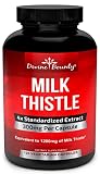 Divine Bounty Pure Milk Thistle Capsules Supplement - A Potent 1200mg Milk Thistle Supplement with 4