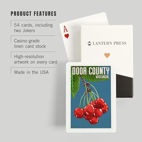 Baraja de 52 cartas tamaño póker Door County Wisconsin miniatura 3