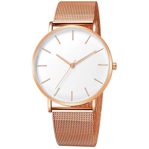 Relógio Feminino Minimalista Delicado Elegante Analógico Quartz Original De Pulso Grande (Rose Doura