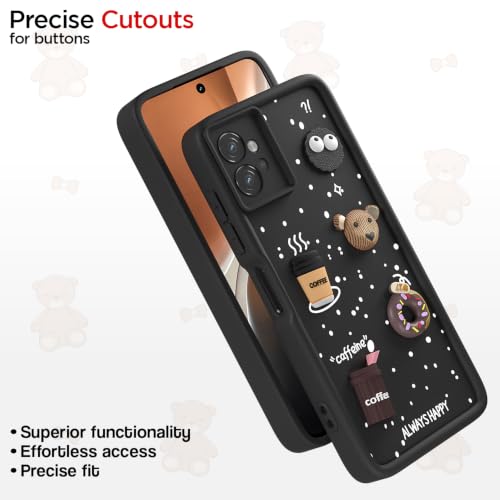 Image of Pikkme Back Cover for Motorola Moto G32 | 3D Bear Silicone Cute & Fun Coffee Cartoon | Full Body Protection Bumper Case (Black)