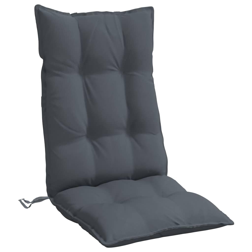 vidaXL Lot de 4 Coussins de Chaise à Dossier Haut, Galette de Siège Imperméable, Coussin d'Extérieur Anti-Glissement Jardin Terrasse, Anthracite