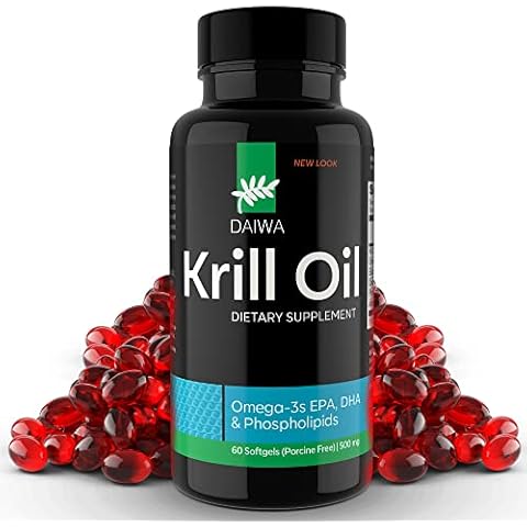Daiwa Krill Oil 1000mg Softgels - EPA DHA Krill Oil Omega 3 6 9 with Astaxanthin for Joint, Brain and Heart Health - Antarctic Krill Oil Supplement - 60/ct Cover