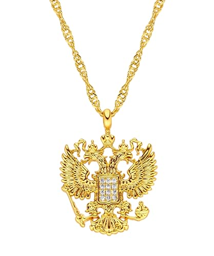 Chaîne drapeau russe et collier aigle doré pour sublimer vos tenues de soirée