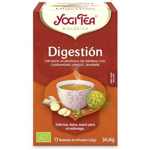 Yogi Tea Digestión - Infusión Ayurvédica - Mezcla de Cardamomo, Hinojo y Jengibre - Sin Cafeína - Pack de 6x17 bolsitas (102 bolsitas en total)
