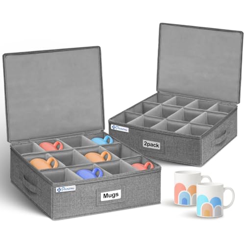 punemi Mug Storage Organizer w/Hard Shell Sides & Bottom, Padded