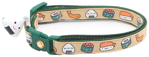 Sushi Cat Collar with Onigiri Bell | Adjustable Large Size