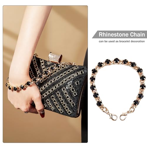 Image of Women Sparkly Rhinestone Clutch with Chains, Glitter Evening Handbag Purse Shoulder Bag for Wedding Party Prom