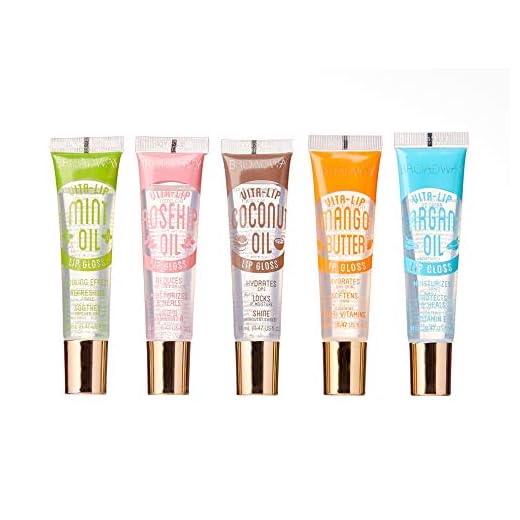 Broadway Vita-Lip Clear Lip Gloss 0.47oz/14ml (5PCS Mint & Coconut & Rosehip & Mango Butter & Argan Oil) (5 PCS SET)