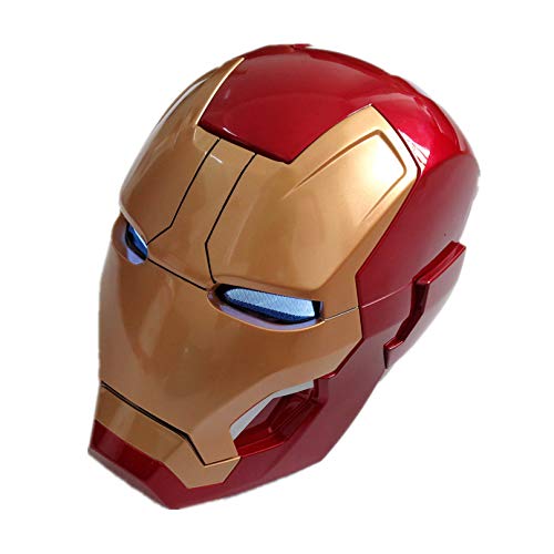 MODRYER Vengadores Iron Man 1: 1 Máscara Casco remoto/Control de inducción magnética Superhero ABS Mascarilla facial de Halloween cosplay Atrezzo 1: 1 usable Casco,Dual Control
