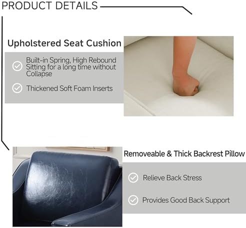 UIXE Faux Leather Swivel Accent Chairs Set of 4, Modern Armchair, Navy — view 6