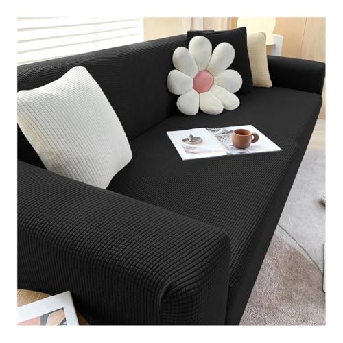 L字型ストレッチソファカバー 伸縮性のあるスリップカバー 1/2/3/4人掛けソファ用 コーナー家具プロテクター ブラック サイズL (185 230 cm) リビングルームに最適