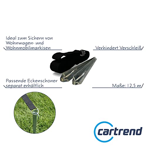 cartrend Sturm-Abspannset, für Wohnwagen- und Wohnmobilmarkisen, Zelte und Markisen, einfache Montage, Länge: 12,5m, 5-teilig