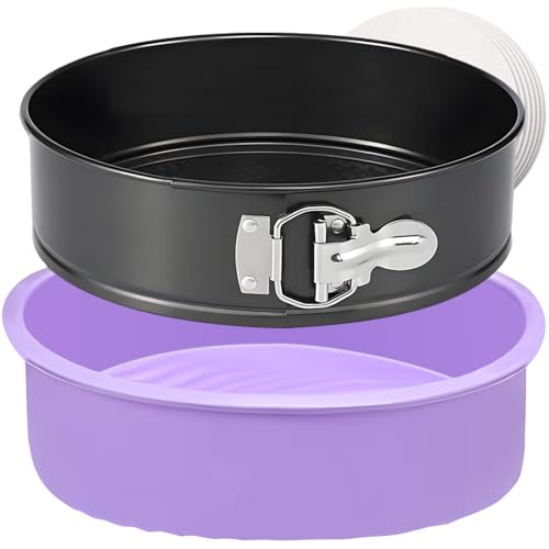 Springform Pan 9 Inch Nonstick Cheesecake Pan with Protector, Leakproof Spring Form Pan for Cheesecake, Round Cheese Cake Pans for Baking, 9 Inch Springform Cake Pan with 50Pcs Parchment Paper