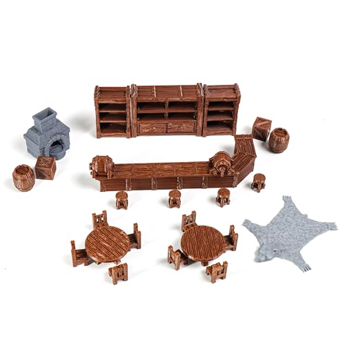 Tavern Bar Furniture Set & 3D Dungeon Terrain for RPGs