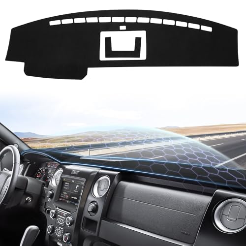 Sunsdrew Dash Cover for 2009-2014 Ford F150 Dashboard Cover Mat for F-150 Suede Dash Mat Accessories Sun Shade Nonslip Mesh Protector No Glare(with Light Sensor)