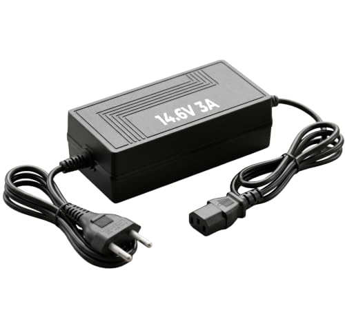 Image of LiFePO4 Battery Charger, 14.6V 3A, IEC Female Connector, CC /CV Smart Charging with Auto Cut-Off & LED Indicator, for 12V Lithium Batteries - Agriculture Spray Pump, EV, Toys & Solar