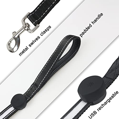 Led Dog Lead,Lighted Dog Lead for Night Walking,USB Rechargeable RGB Color Changing Heavy Duty Light Up Dog Leash Padded Handle Glow in The Dark Led Leashes for Small Medium Large Dogs-1.8M - Image 4