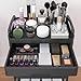 Wuciray Beauty Trolley on Wheels 3 Tier Storage Trolley with Drawer Plastic Beauty Trolleys Rolling Utility Cart for Home Kitchen Bathroom Laundry Office Black Storage Trolleys on Wheels Utility Cart