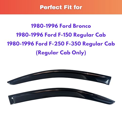 Image of KPY Rain Guards Fit for 1980-1996 Ford Bronco, Out-Channel Window Visors Vent Wind Deflectors 2PC, Truck Accessories for 1980-1996 Ford F150 F250 F350
