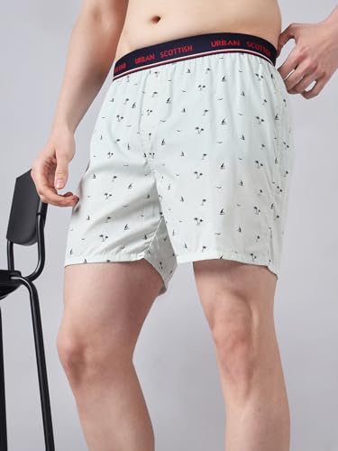 Image of Urban Scottish Ultra-Comfortable Men's Boxer Pants (Pack of 4), 100% Cotton with Stylish Print, Soft & Stretchy Elastic Waist Band, Dynamic Movement & Hardwearing Stitching,Breathable Gentle Snug Fit