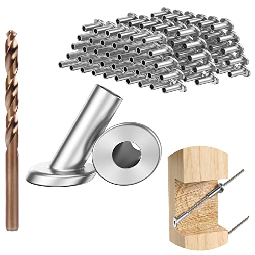 Blika 40 Pack 30 Degree 1/8" Angle Beveled Protector Sleeves, 30 Degree Wood Post Protector For 1/8" Stair Cable Railing, T316 Stainless Steel, Angle Cable Railing Hardware #TOP15