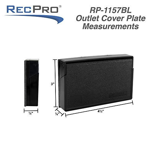 Recpro Rv Exterior Power Outlet Cover Plate | For Gfi/Gfci Receptacles | Weatherproof Seal (Black) #TOP2