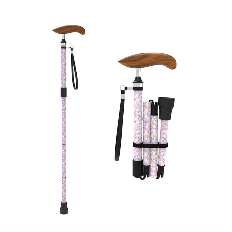 Bastón para mujeres y hombres, bastón plegable para viajes y uso diario, elegante bastón plegable con altura ajustable, fibra de carbono