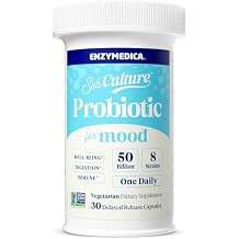 Enzymedica SubCulture Probiotic for Mood, Stress & Sleep - Probiotic + L-Theanine for Women & Men, Psychobiotic Supplement, 50 Billion CFU, Digestive & Immune Health Support, Vegetarian - 30 Caps