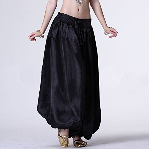 MUNAFIE Celebration of Spirit Palazzo Pant Metallic Praise Dance Pants Belly Dance Arab Carnival Satin Pants Black