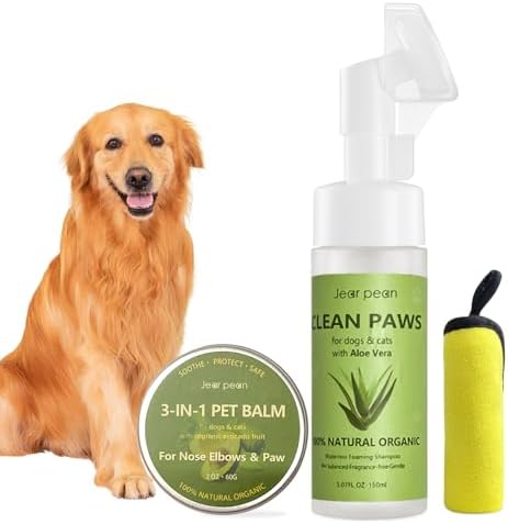 Paw Cleaner for Dogs, Dog Paw Pad Balm, Clean Paws No-Rinse Foaming Cleanser, Natural Sulfate Free Dog Paw Protector, Moisturizes Gentle Deep Clean for Dogs Paw＆ Cats Paw Silicone Bristle Brush