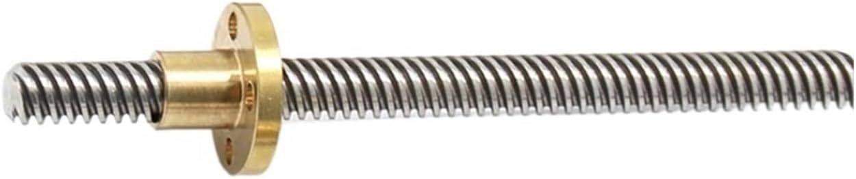Linear Motion CNC Ball Screw T6 Lead Screw Pitch 1mm Lead 1mm OD 6mm Length 100-1000mm with Brass Nut Trapezoidal Screw (Size : 500mm)