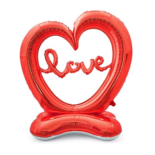 HAIMITI Valentines Day Balloons, Large Red Heart Love Standing Balloons for Valentines Party Decorations, 58In x 50In 3D Love Foil Balloons Galentines Day Wedding Decor