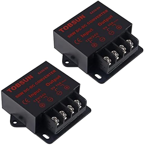 DWEII 2-Pack 12V to 5V Converter, DC 12V 24V to 5V 10A Step Down Converter Adapter DC Voltage Reducer Regulator Power Supplies Transformer Module Cover