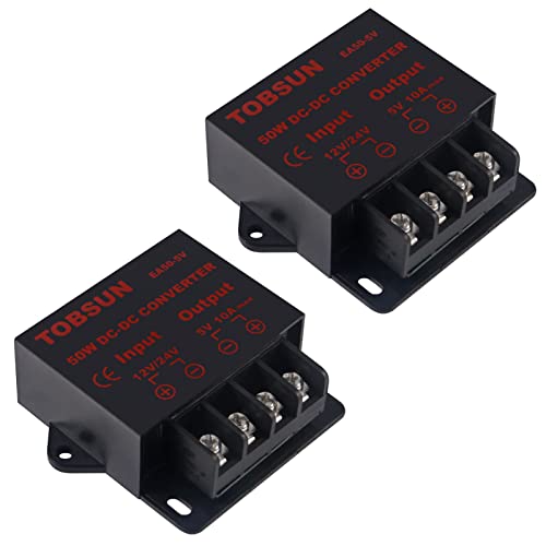 DWEII 2-Pack 12V to 5V Converter DC 12V 24V to 5V 10A Step Down Converter Adapter DC Voltage Reducer Regulator Power Supplies Transformer Module