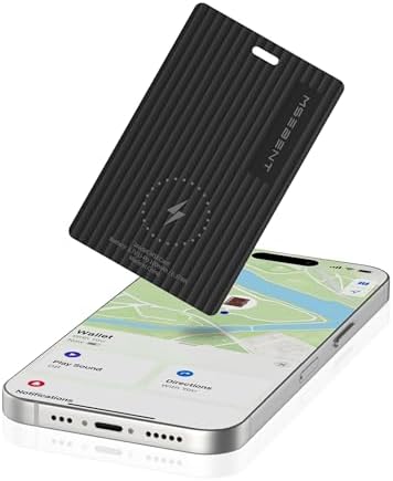 Slim Air Tag Wallet Tracker Card, [Apple MFi Certified], Wireless Charging, Work with Apple Find My, IP67 Waterproof, Item Locator for Keys, Bags, Passport, iOS Only, 1 Pack