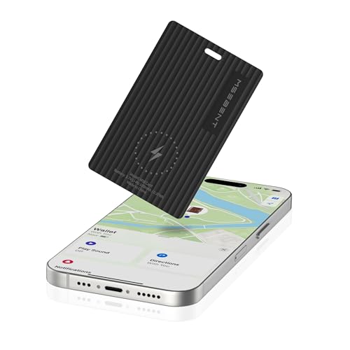 MSEBENT Slim Air Tag Wallet Tracker Card, [Apple MFi Certified], Wireless Charging, Work with Apple Find My, IP67 Waterproof, Item Locator for Keys, Bags, Passport, iOS Only, 1 Pack
