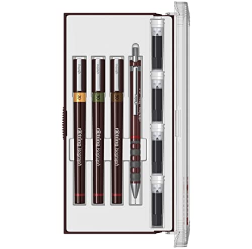 rOtring Isograph Junior Set 3X Technical Pens (0.20mm, 0.30mm, 0.50mm) + Accessories