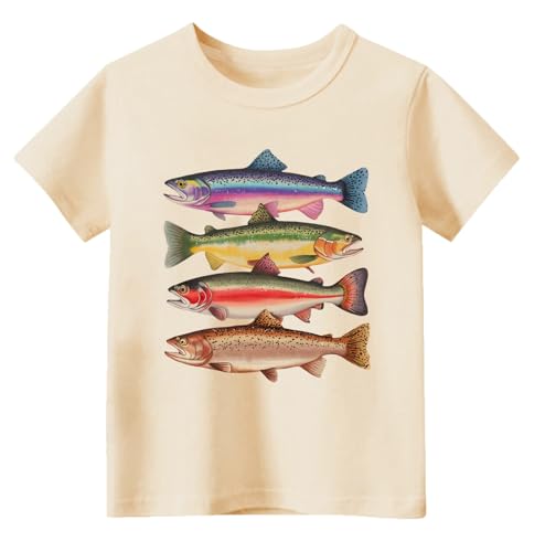 Image of Kids Short Sleeve Tees Toddler Crewneck T-Shirts Boys Girls Dino Raccoon Excavator Silly Goose Flower Girl Tops 2-7 Years