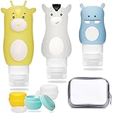 Portable Silicone Travel Bottles Set Leakproof Cosmetic Containers Refillable for Conditioner Lotion Body Wash Sunscreen Toiletries TSA Approved Cream Jar Included
