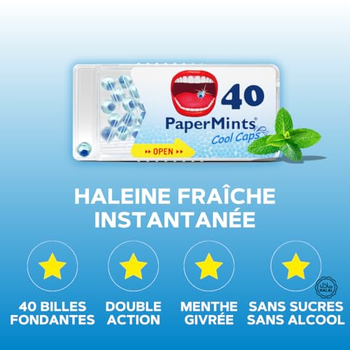 PAPERMINTS - Billes à la Menthe pour une haleine fraiche et durable - Combat la mauvaise haleine - Bonbon menthol sans sucre ni alcool - Petit format - Pack de 4 boites- 160 billes – vue 2