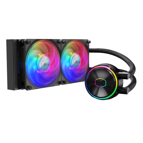Cooler Master MasterLiquid PL240 Flux Series 240 mm AIO CPU Flüssigkeitskühler, 0 U/min, Doppelkammerpumpe, vergrößerte Kupferbasis… – Ansicht 1