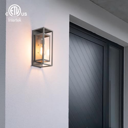 Image of mirrea 14 inch Modern Outdoor Porch Wall Light, Matte Gray, 2 Pack