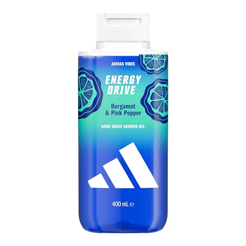 Docciaschiuma adidas Vibes Energy Drive, 400ml, Confezione da 1, Note di Bergamotto e Pepe Rosa, Profumo Genderful